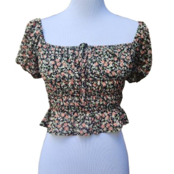 Forever 21 Multicolor Square Neck Crop Top Ditsy Floral Print Blouse - Picture 2 of 12